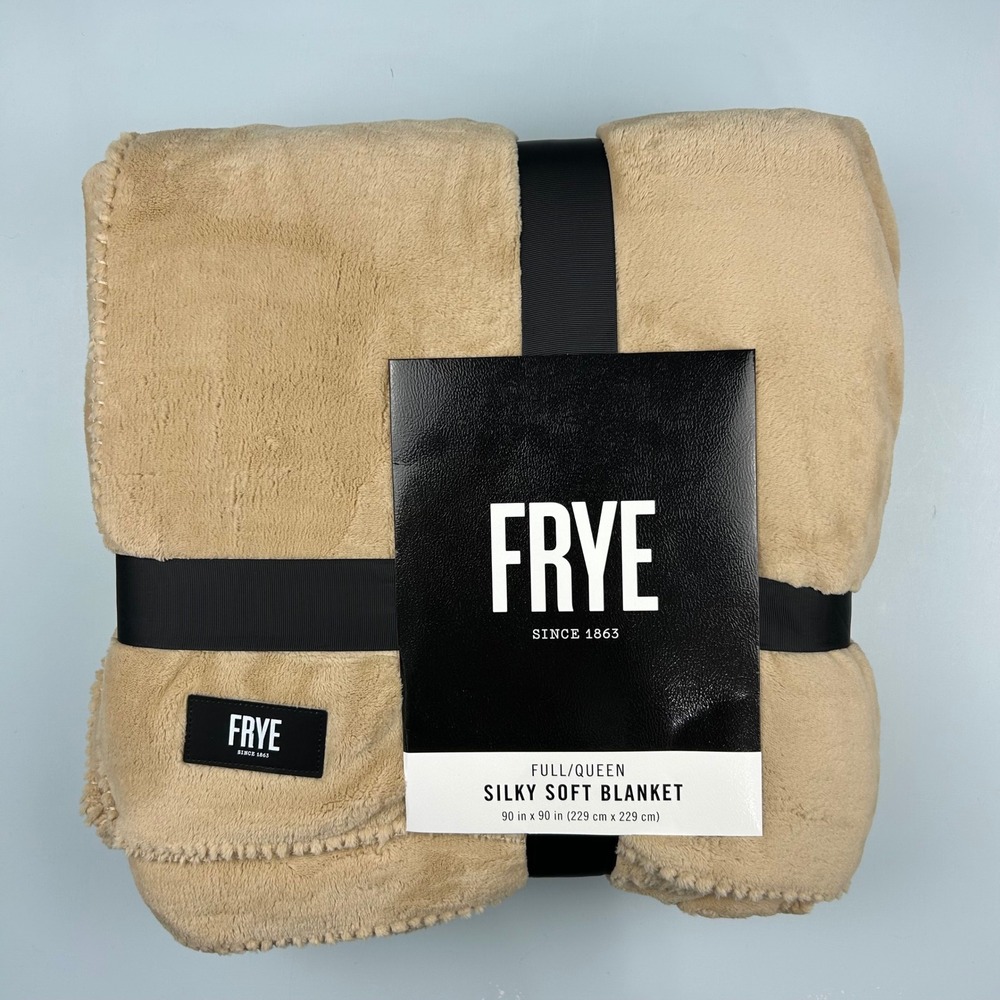 Frye Silky Soft Blanket Full Queen Tan Camel Plush Throw 90x90 BK6075ICFQ-4501